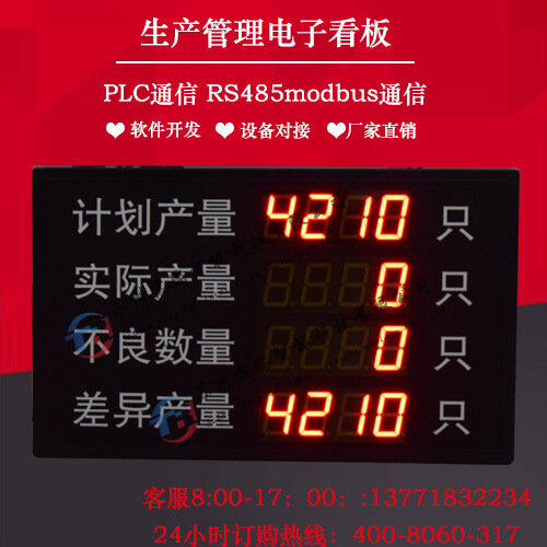 定制工厂车间生产管理LED电子看板系统PLC设I备计数器数码管显示